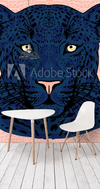 Bild på Leopard face tattoo Vector illustration print